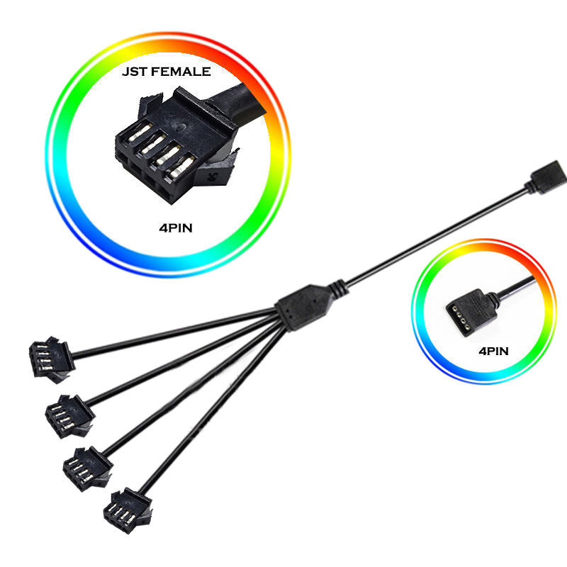 4Pin motherboard interface to SM4P female sync extension cable RGB fan light strip splitter extension cable